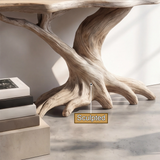 Nerithra Sculpted Solid Wood Console Table with Shelves - Timberustic Console Table with Shelves