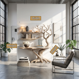 Nerithra Sculpted Solid Wood Console Table with Shelves - Timberustic Console Table with Shelves
