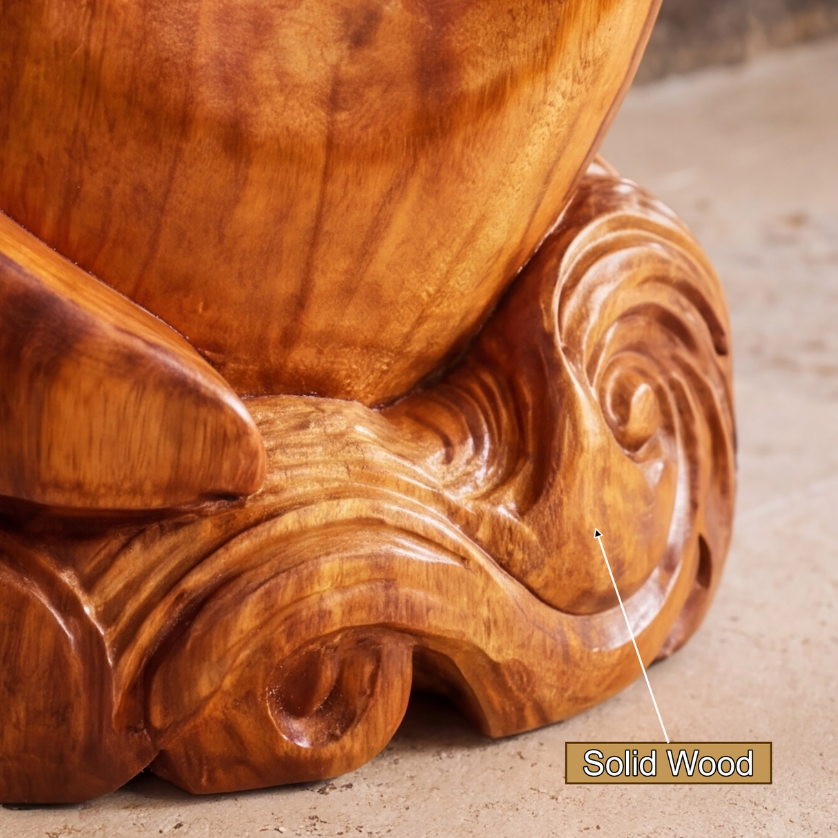 Nerovelle Sculpted Solid Wood Pedestal Stand - Timberustic Pedestal Stand