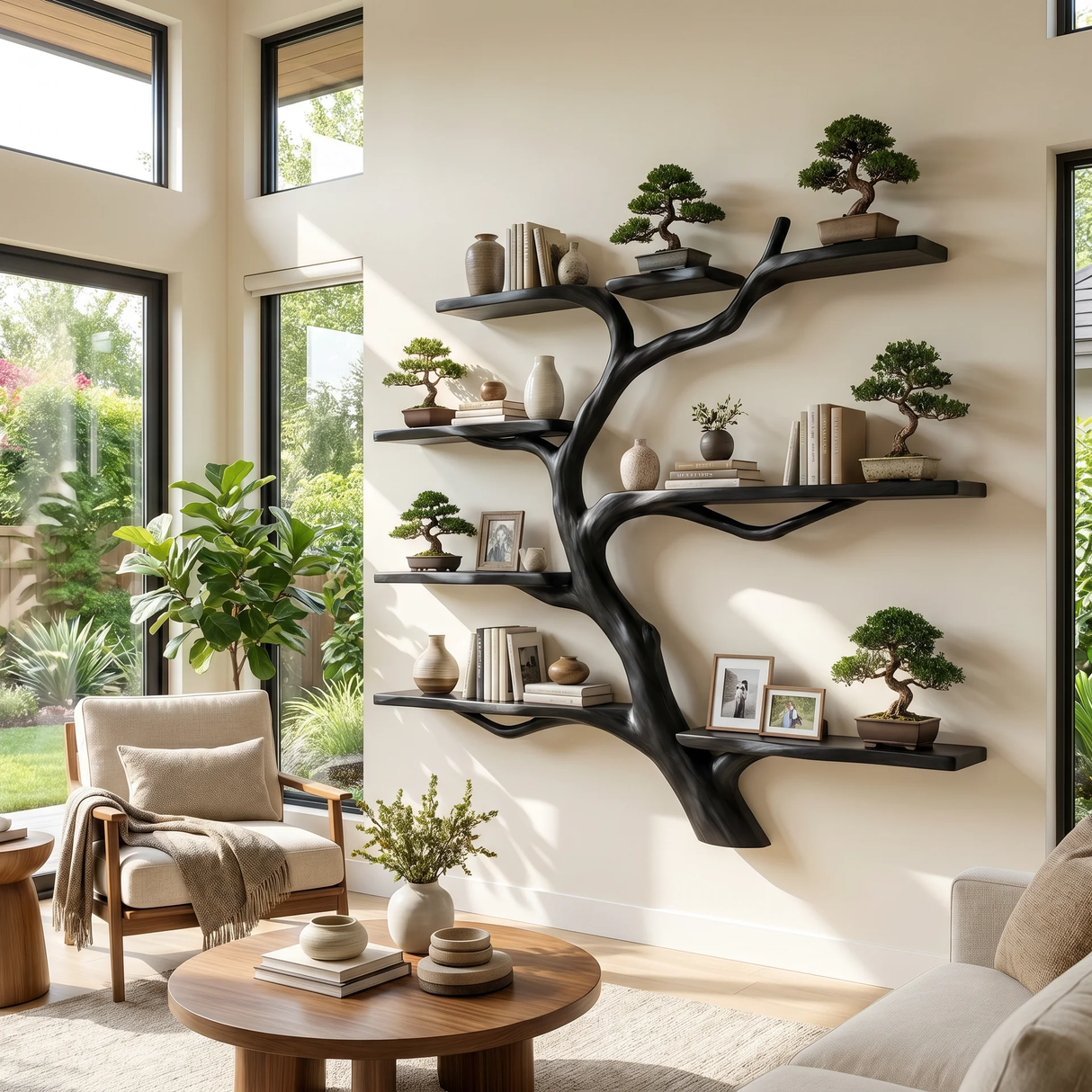 Nightbloom Handcrafted Solid Wood Tree Bookshelf