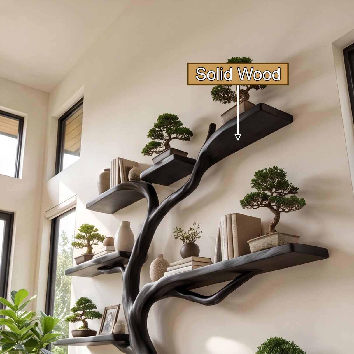 Nightbloom Handcrafted Solid Wood Tree Bookshelf