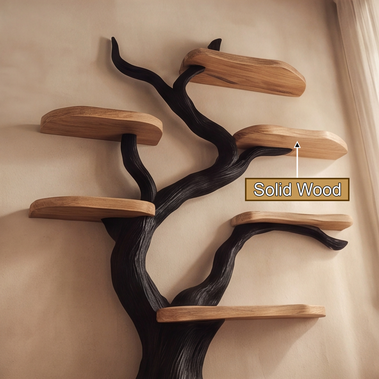 Nightbriar Handcrafted Solid Wood Tree Bookshelf - Timberustic Tree Bookshelf