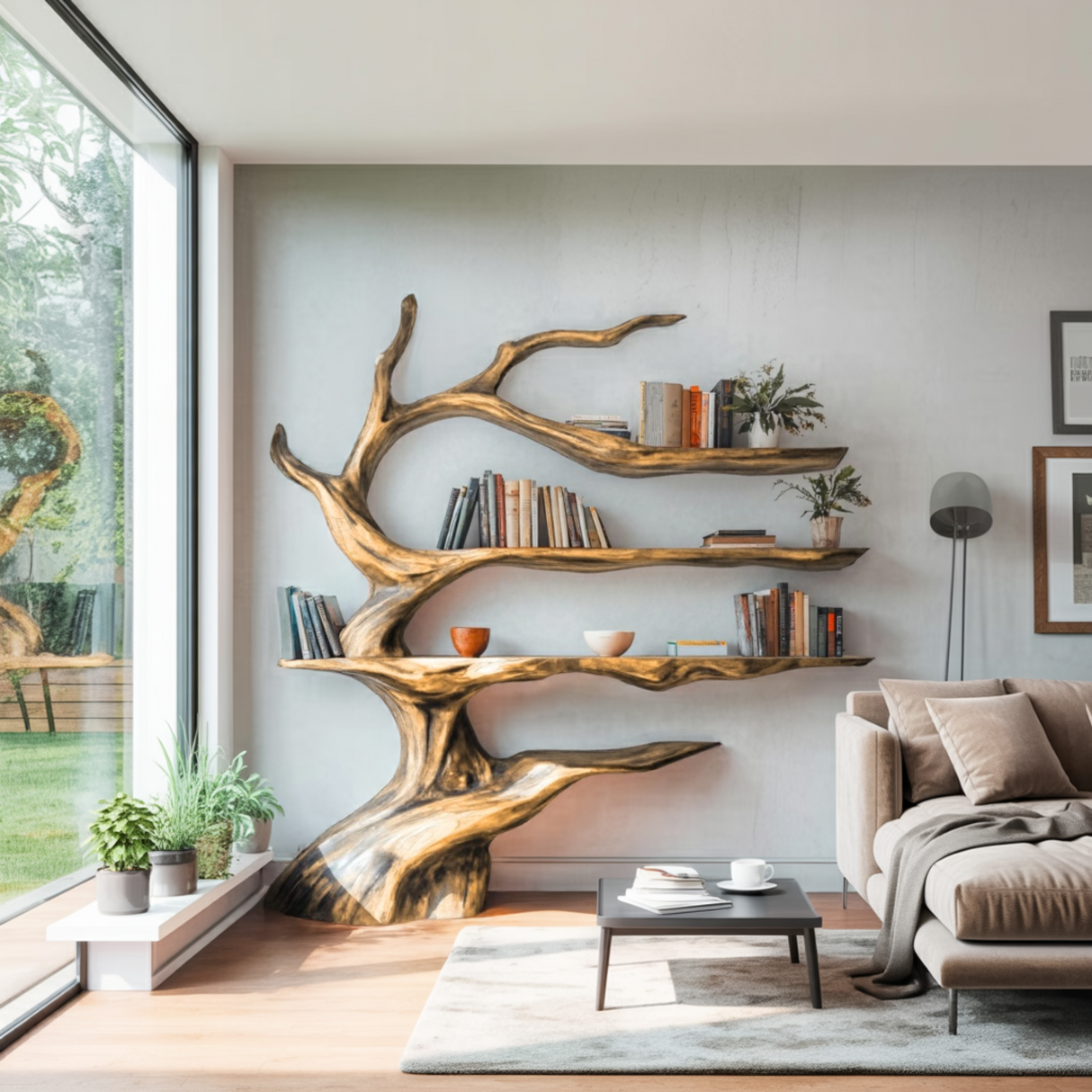 Noctaryn Flow Handcrafted Sculptured Tree Bookshelf - Timberustic Tree Bookshelf