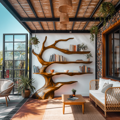 Noctaryn Flow Handcrafted Sculptured Tree Bookshelf