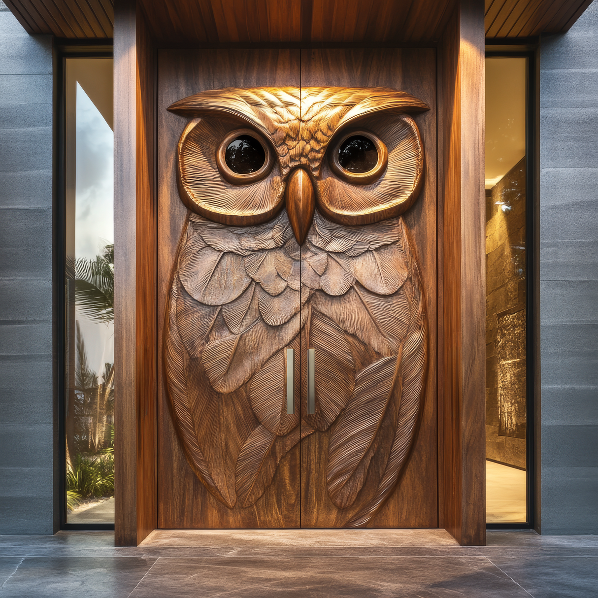 Nocteon Handcrafted Solid Wood Owl Double Doors