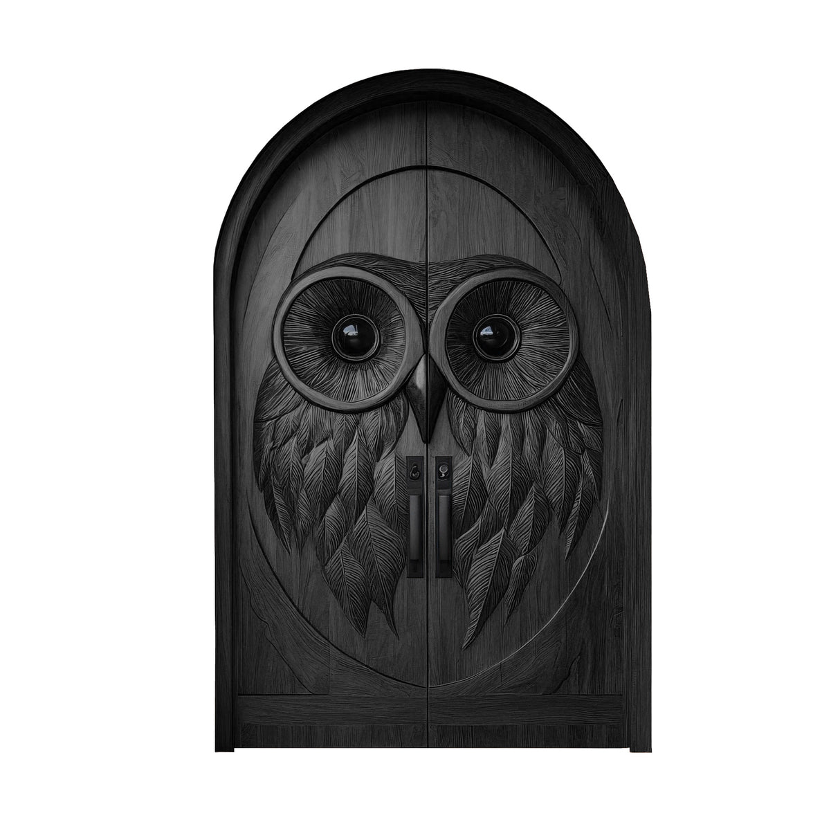 Noctyra Handcrafted Solid Wood Arched Double Doors Black - Timberustic Door