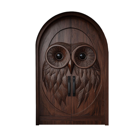 Noctyra Handcrafted Solid Wood Arched Double Doors Dark Walnut - Timberustic Door