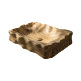 Noctyra Sculpted Solid Wood Vessel Sink Natural Oak - Timberustic Vessel Sinks