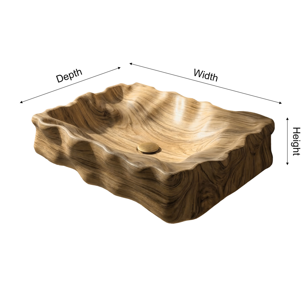 Noctyra Sculpted Solid Wood Vessel Sink - Timberustic Vessel Sinks