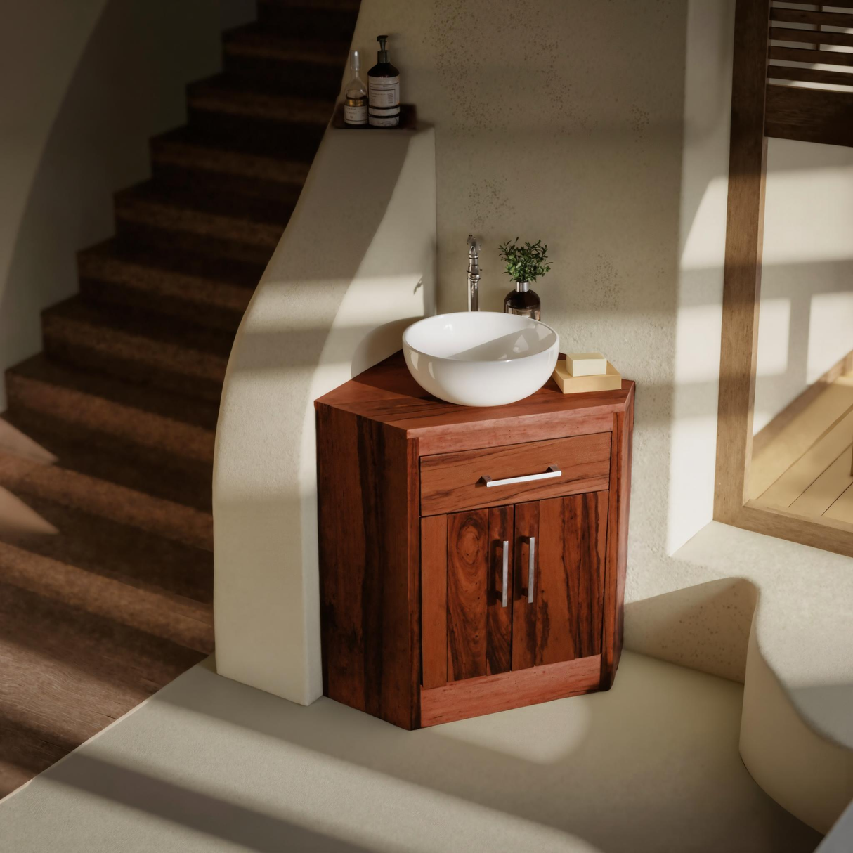 Nora Organic Modern Solid Wood Corner Bathroom Vanity