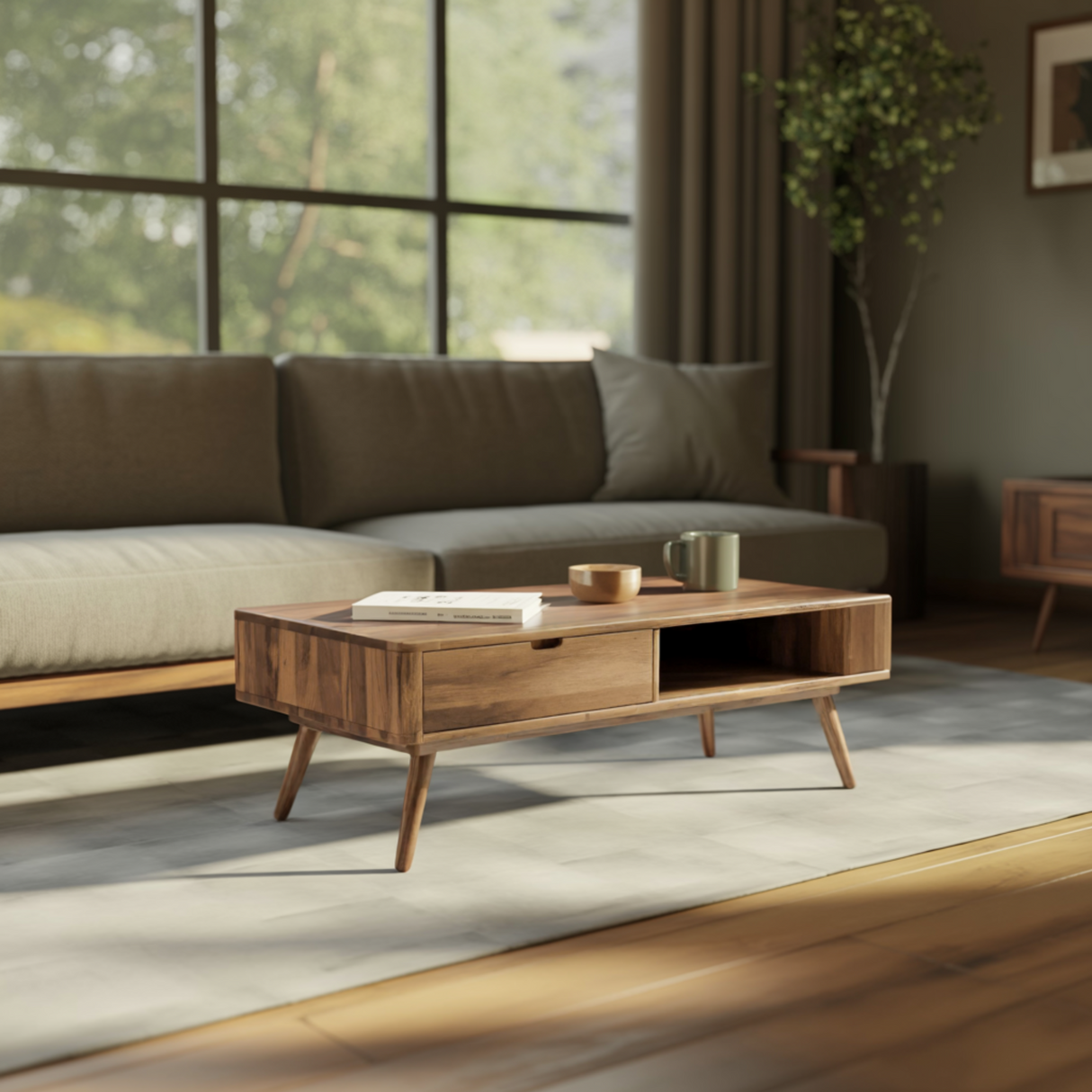 Nordell Solid Wood Coffee Table with Drawer Storage