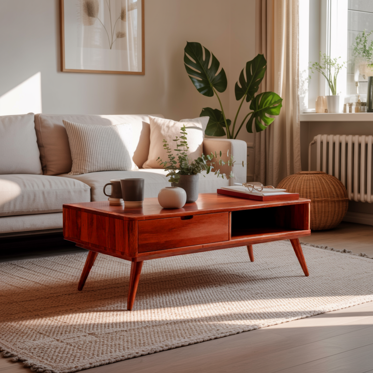 Nordell Solid Wood Coffee Table with Drawer Storage