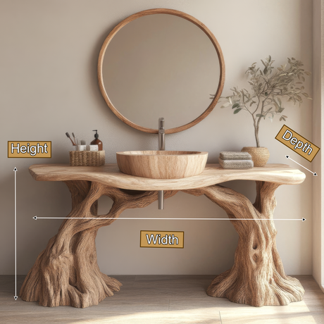 Norevia Rootform Solid Wood Freestanding Bathroom Vanity - Timberustic Freestanding Bathroom Vanity