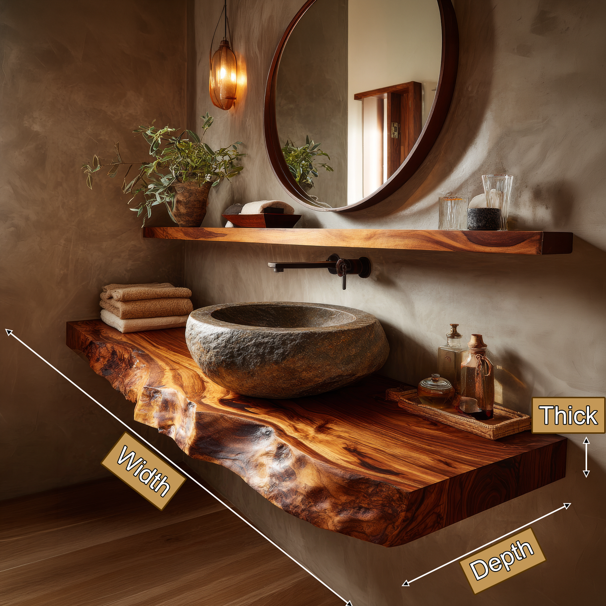 Norevyn Live Edge Solid Wood Floating Bathroom Vanity SPA965428 - Timberustic Floating Bathroom Vanity