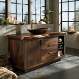 Norhaven Live Edge Solid Wood Freestanding Bathroom Vanity with Drawers
