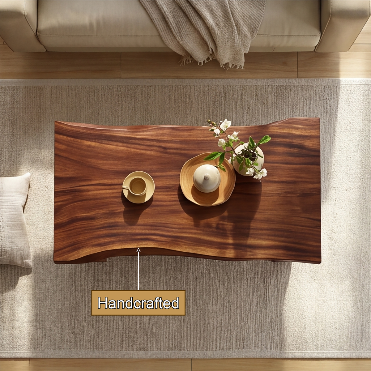 Norhaven Solid Wood Coffee Table with Shelf SPA240360 - Timberustic Coffee Table