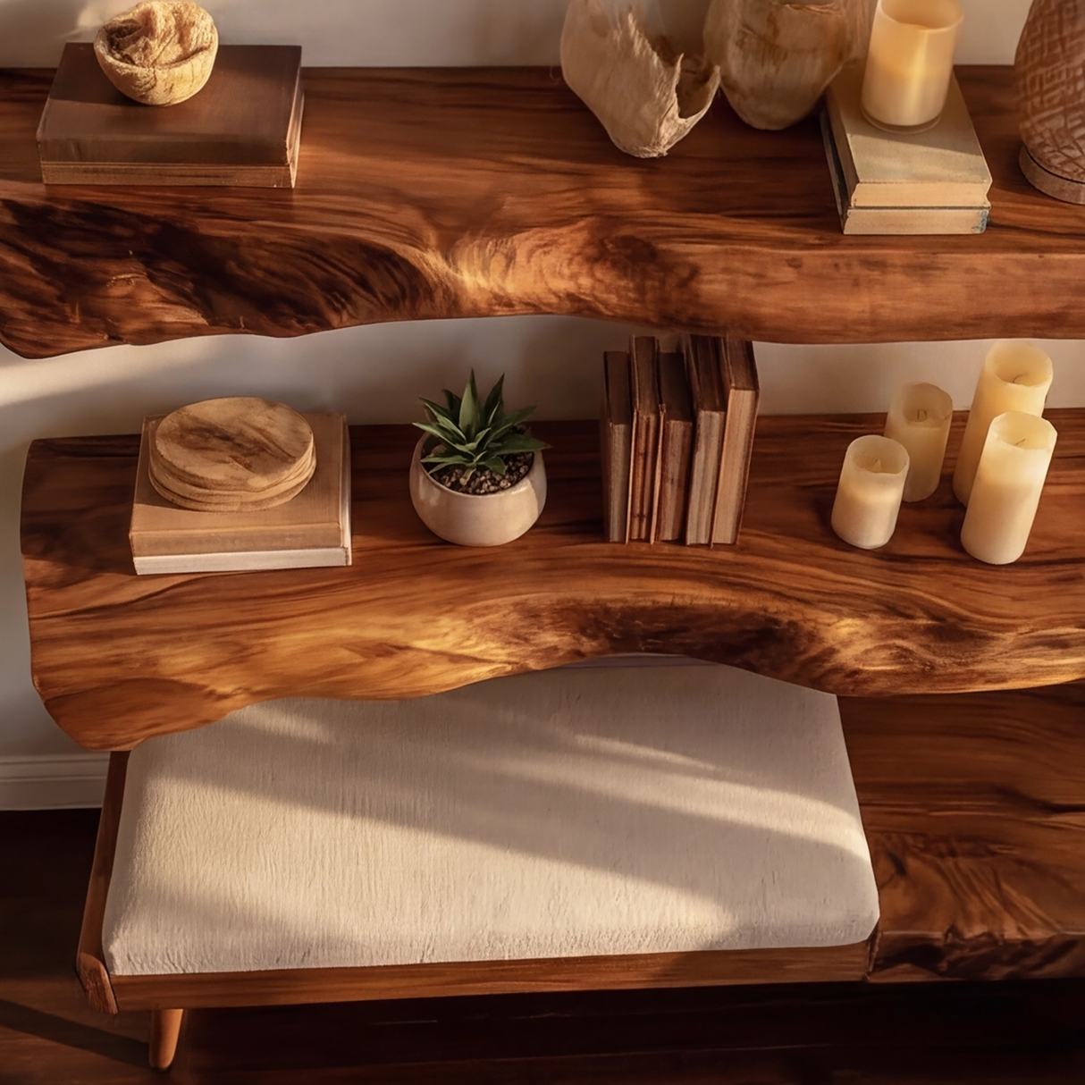 Norvain Live Edge Solid Wood Floating Shelf SPA802314 - Timberustic Floating Shelf