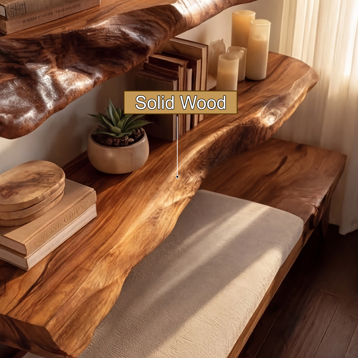 Norvain Live Edge Solid Wood Floating Shelf SPA802314 - Timberustic Floating Shelf