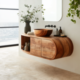 Norvane Curved Solid Wood Floating Bathroom Vanity with Drawers SPA359911 - Timberustic Floating Bathroom Vanity With Drawers