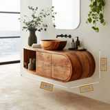 Norvane Curved Solid Wood Floating Bathroom Vanity with Drawers SPA359911 - Timberustic Floating Bathroom Vanity With Drawers