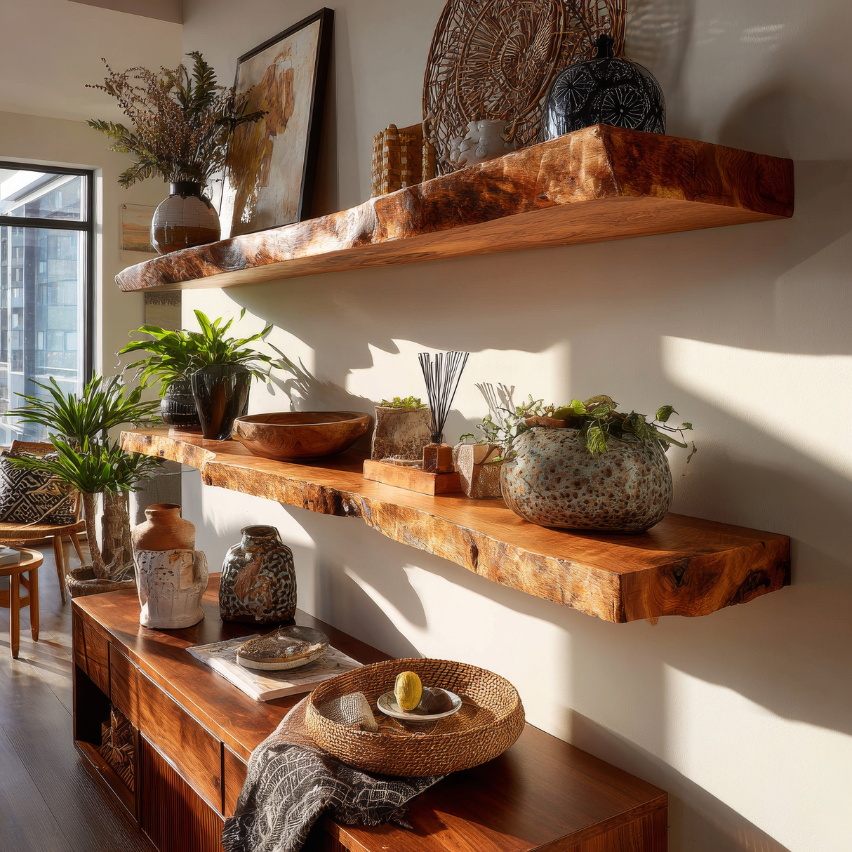 Norvane Live Edge Solid Wood Floating Shelf SPA129236 - Timberustic Floating Shelf