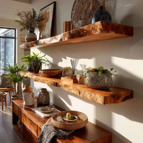 Norvane Live Edge Solid Wood Floating Shelf SPA129236 - Timberustic Floating Shelf