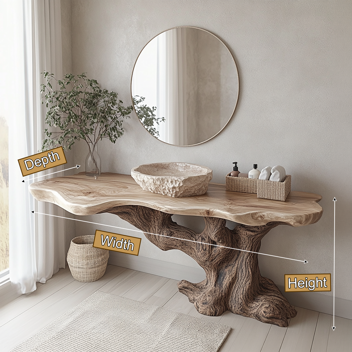 Norvane Rootform Solid Wood Freestanding Bathroom Vanity - Timberustic Freestanding Bathroom Vanity