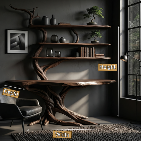 Norvane Sculpted Solid Wood Console Table with Shelves - Timberustic Console Table with Shelves