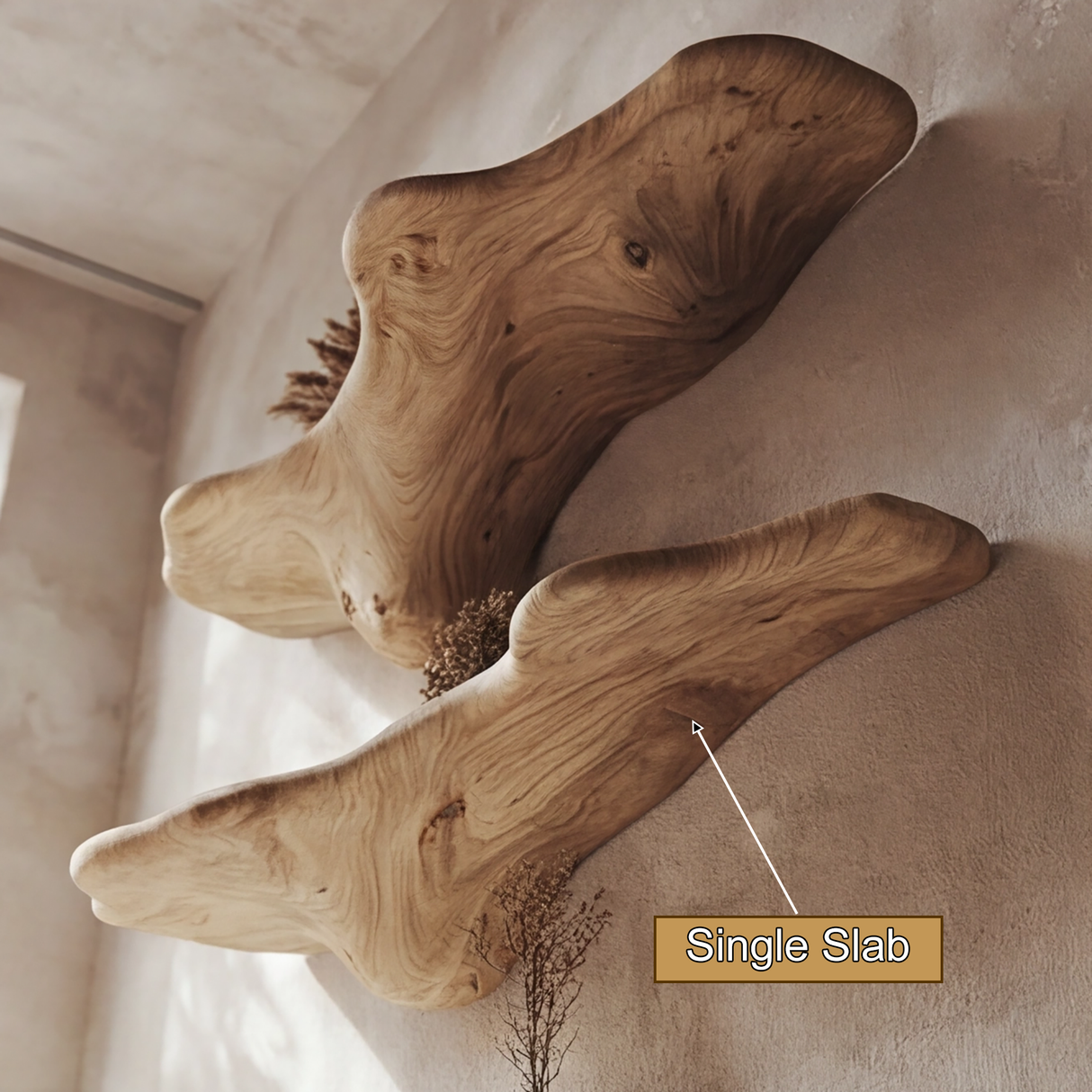Norvane Solid Wood Sculpted Mushroom Floating Shelf SPA583678 - Timberustic Floating Shelf