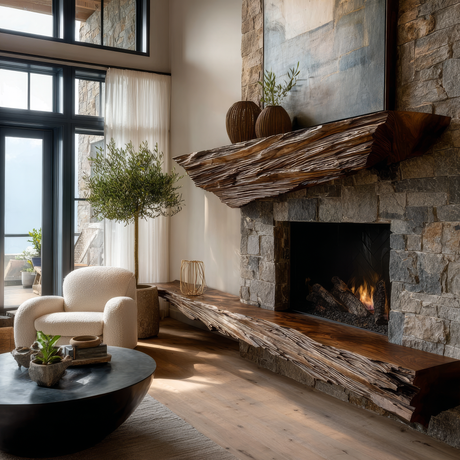 Norvarek Handcrafted Fireplace Mantel Shelf SPA242956 - Timberustic Fireplace Mantel Shelf