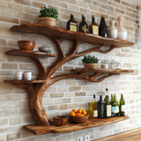 Norvaryn Live Edge Solid Wood Floating Kitchen Shelf - Timberustic Floating Kitchen Shelf