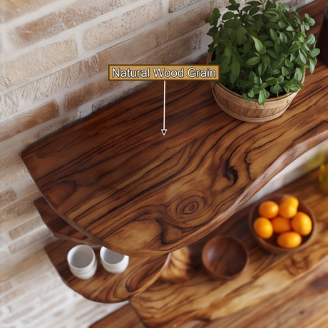 Norvaryn Live Edge Solid Wood Floating Kitchen Shelf - Timberustic Floating Kitchen Shelf