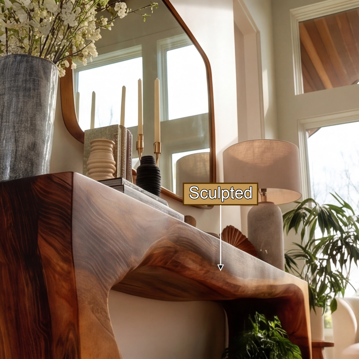 Norvayne Curved Solid Wood Console Table - Timberustic Console Table