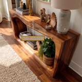 Norvayne Curved Solid Wood Console Table - Timberustic Console Table