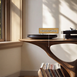 Norvayne Handcrafted Solid Wood Record Player Stand - Timberustic Record Player Stand With Storage