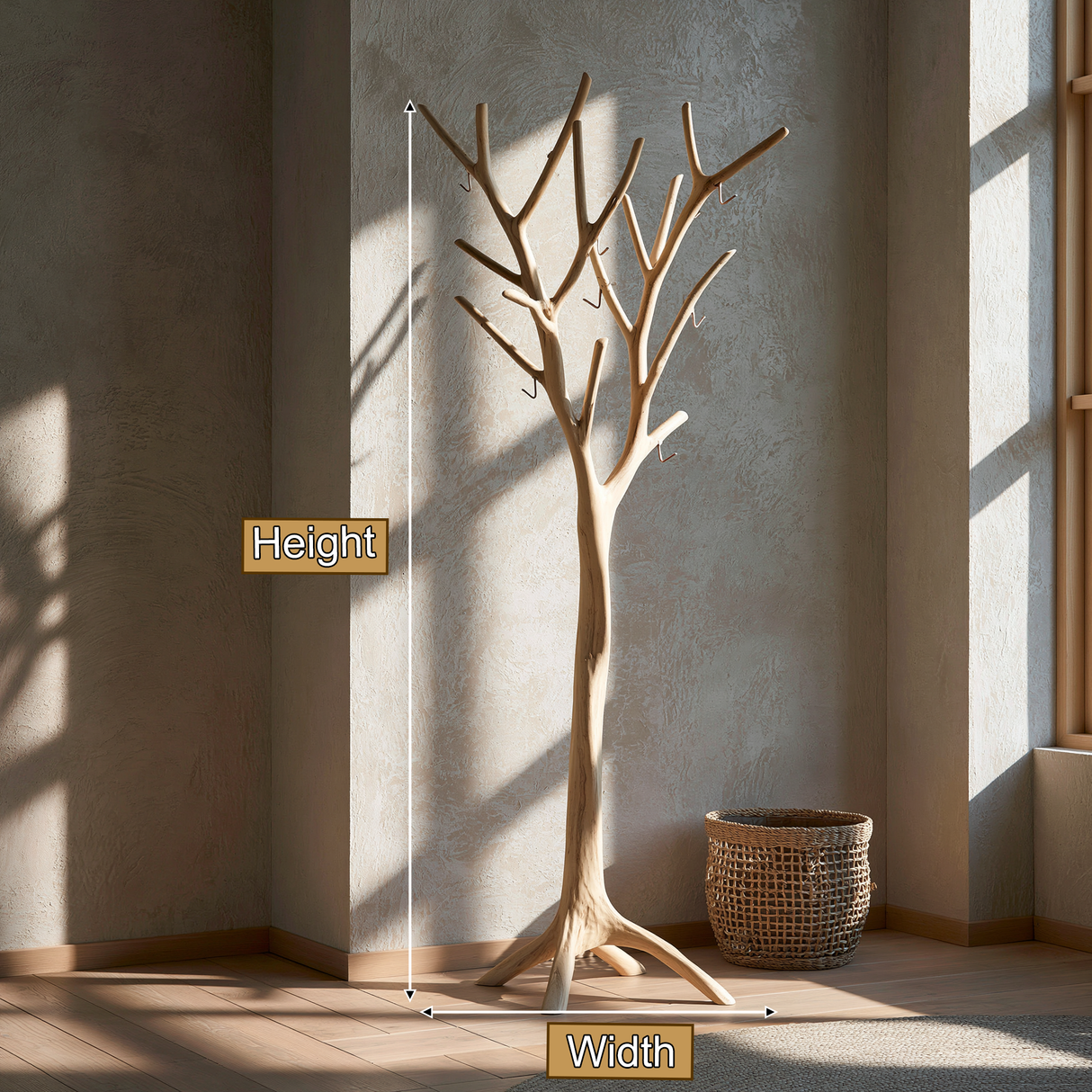 Norvayne Sculpted Solid Wood Tree Coat Rack - Timberustic Tree Coat Rack