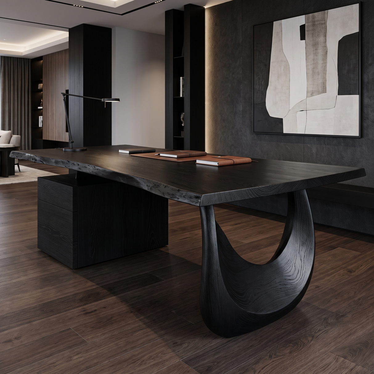 Norvelle Solid Wood Desk with Drawers Black - Timberustic Desk With Drawers