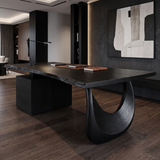 Norvelle Solid Wood Desk with Drawers Black - Timberustic Desk With Drawers