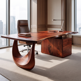 Norvelle Solid Wood Desk with Drawers Mahogany - Timberustic Desk With Drawers