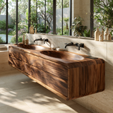 Norvessa Handcrafted Solid Wood Floating Bathroom Vanity with Integrated Sinks and Drawers