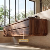 Norvessa Handcrafted Solid Wood Floating Bathroom Vanity with Integrated Sinks and Drawers