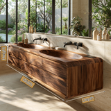 Norvessa Handcrafted Solid Wood Floating Bathroom Vanity with Integrated Sinks and Drawers