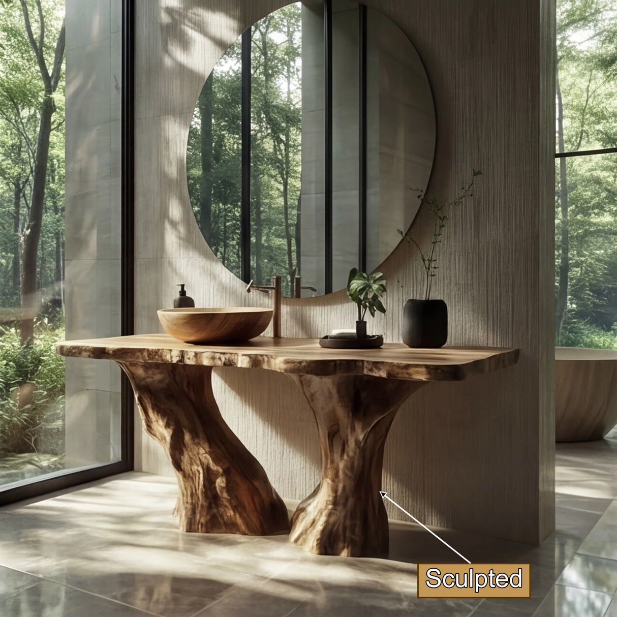Norveth Rootform Solid Wood Freestanding Bathroom Vanity - Timberustic Freestanding Bathroom Vanity