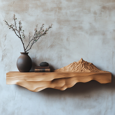 Norveth Sculpted Mountain Floating Shelf - Timberustic Floating Shelf