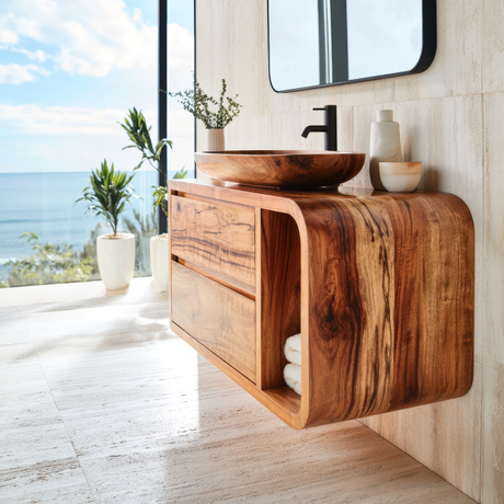 Norveth Sculpted Solid Wood Floating Bathroom Vanity with Drawers SPA548910 - Timberustic Floating Bathroom Vanity With Drawers