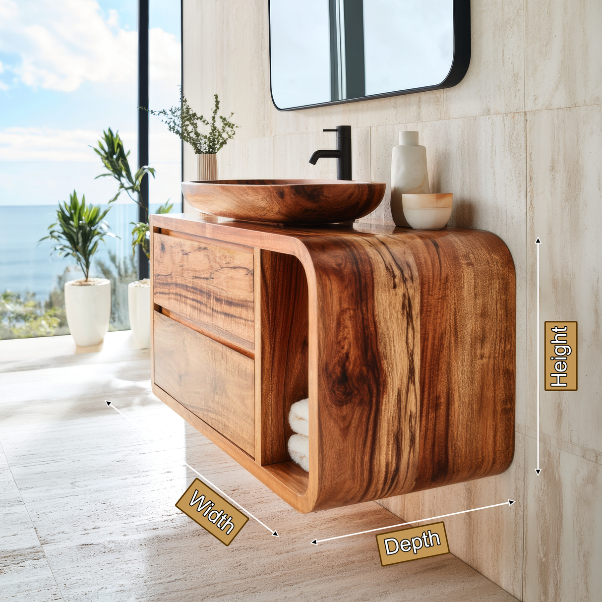 Norveth Sculpted Solid Wood Floating Bathroom Vanity with Drawers SPA548910 - Timberustic Floating Bathroom Vanity With Drawers