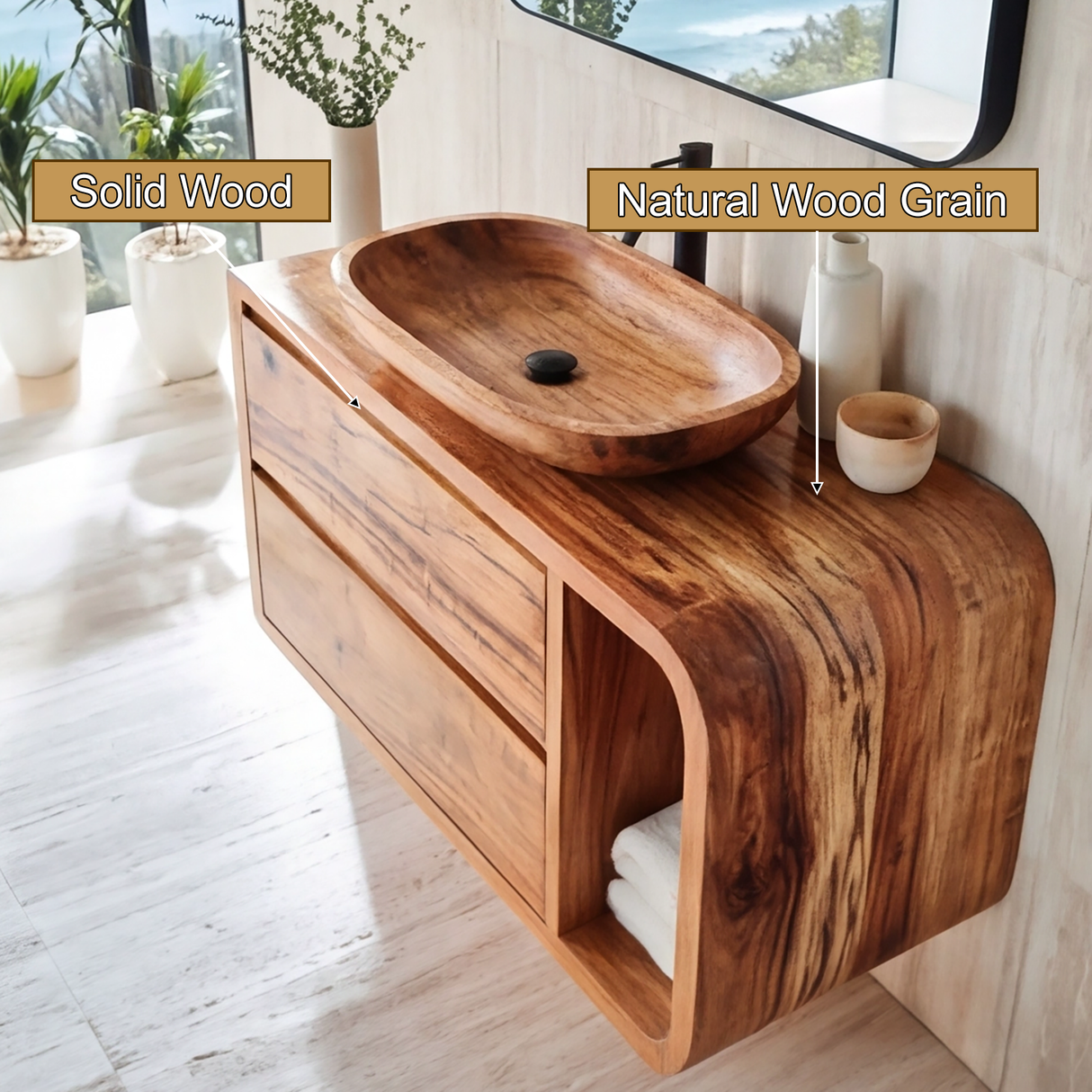 Norveth Sculpted Solid Wood Floating Bathroom Vanity with Drawers SPA548910 - Timberustic Floating Bathroom Vanity With Drawers