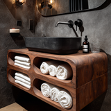 Norvex Handcrafted Solid Wood Floating Bathroom Vanity with Open Storage - Timberustic Floating Bathroom Vanity with Open Storage