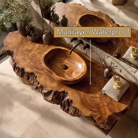 Norvian Live Edge Solid Wood Floating Bathroom Vanity SPA905613 - Timberustic Floating Bathroom Vanity