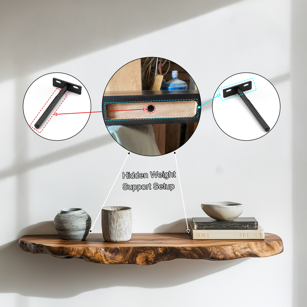 Norvyn Live Edge Solid Wood Floating Shelf SPA653921 - Timberustic Floating Shelf